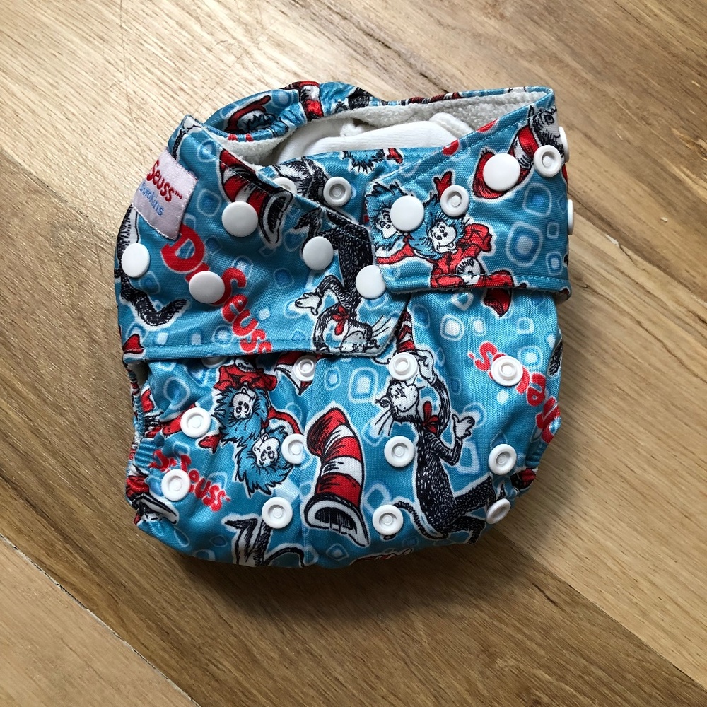 SOLD *** Dr. Seuss Cat in the Hat AIO diaper with booster ***